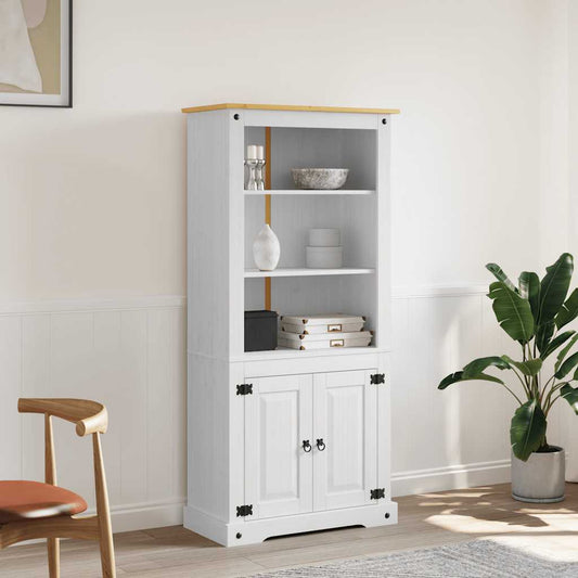 Vitrine meksikansk corona-stil furu hvit 80x40x170 cm