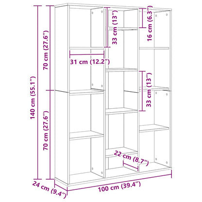 Bokhylle/Romdeler hvit 100x24x140 cm konstruert tre