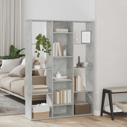 Bokhylle/Romdeler betonggrå 100x24x140 cm konstruert tre