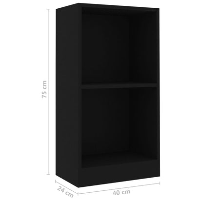 Bokhylle svart 40x24x75 cm konstruert tre