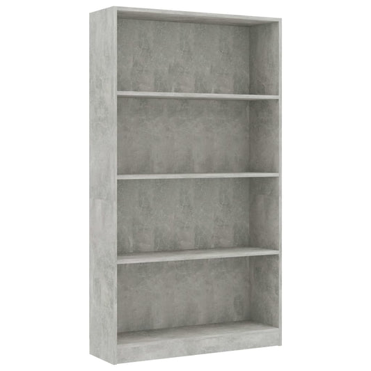 Bokhylle 4 nivåer betonggrå 80x24x142 cm konstruert tre
