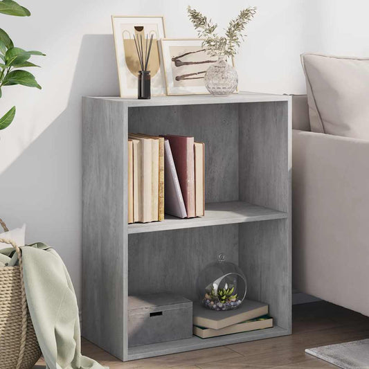 Bokhylle 2 nivåer betonggrå 60x30x76,5 cm konstruert tre