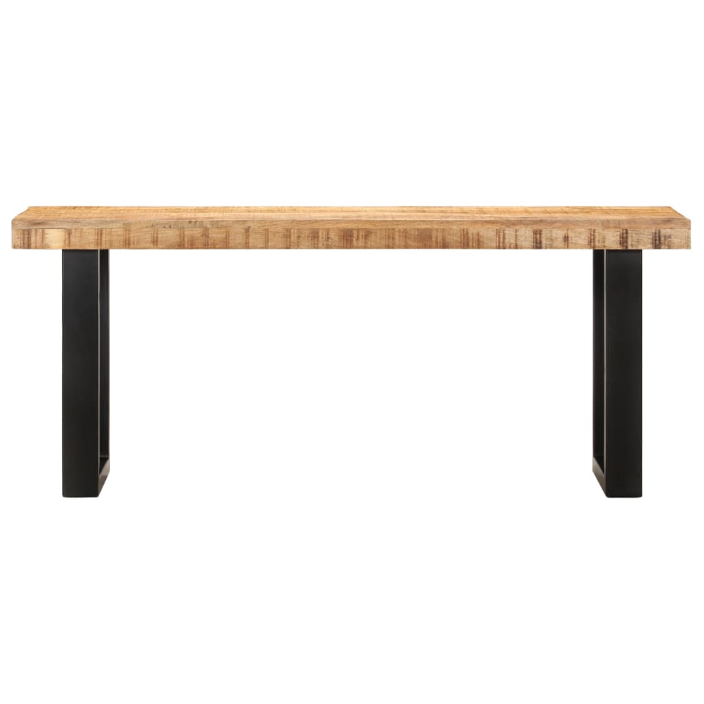 Benk 110 cm grov heltre mango og stål