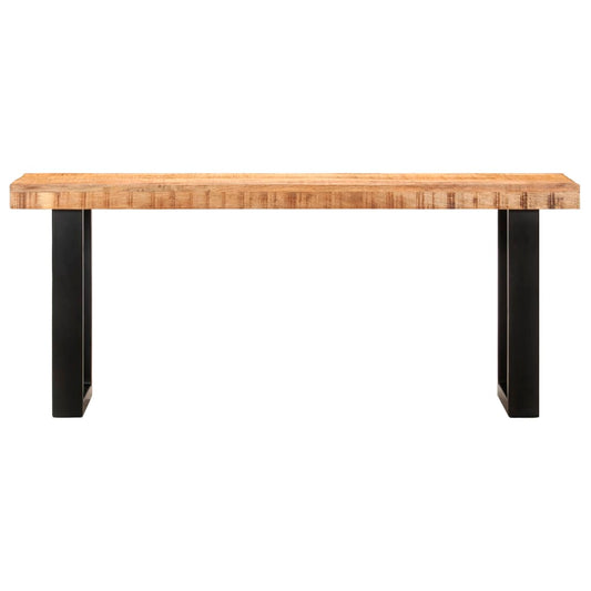 Benk 110 cm grov heltre mango og stål