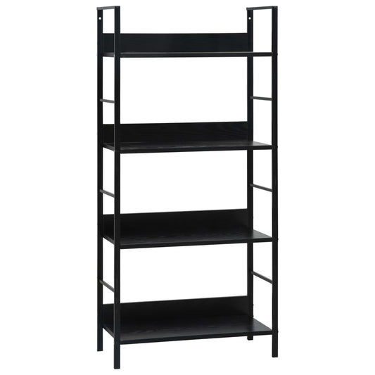 Bokhylle 4 lag svart 60x27,6x124,5 cm konstruert tre