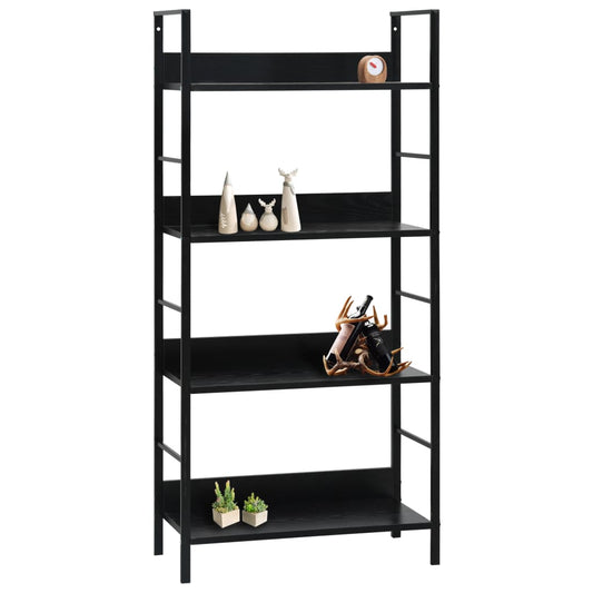 Bokhylle 4 lag svart 60x27,6x124,5 cm konstruert tre