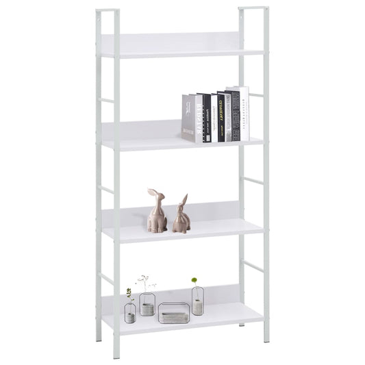 Bokhylle 4 lag hvit 60x27,6x124,5 cm konstruert tre