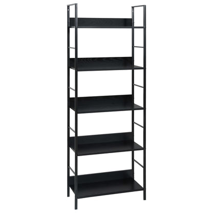 Bokhylle 5 lag svart 60x27,6x158,5 cm konstruert tre
