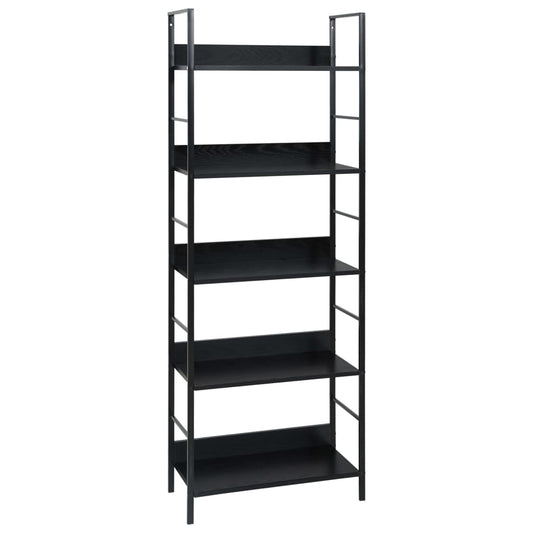 Bokhylle 5 lag svart 60x27,6x158,5 cm konstruert tre