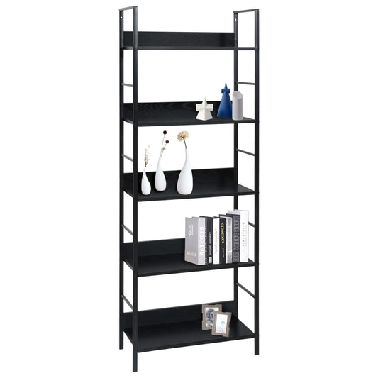 Bokhylle 5 lag svart 60x27,6x158,5 cm konstruert tre
