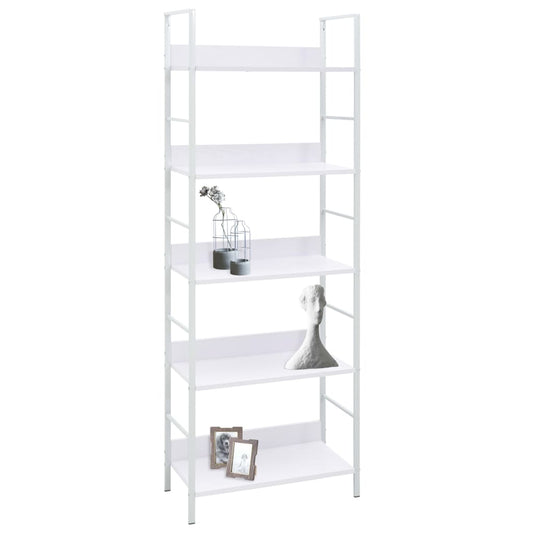 Bokhylle 5 lag hvit 60x27,6x158,5 cm konstruert tre