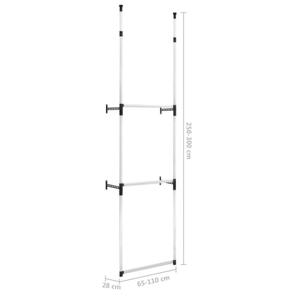 Teleskopisk garderobesystem med stenger aluminium