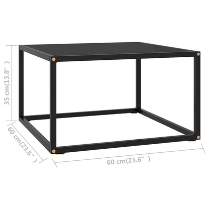 Salongbord svart med svart glass 60x60x35 cm