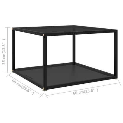 Salongbord svart 60x60x35 cm herdet glass