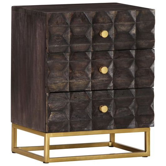 Nattbord 40x30x50 cm svart heltre mango