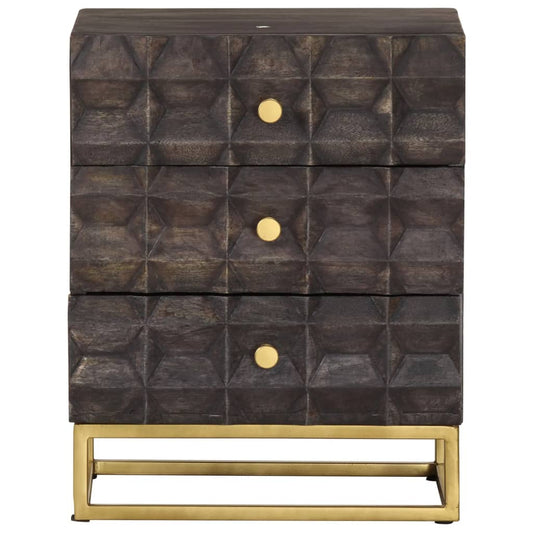 Nattbord 40x30x50 cm svart heltre mango