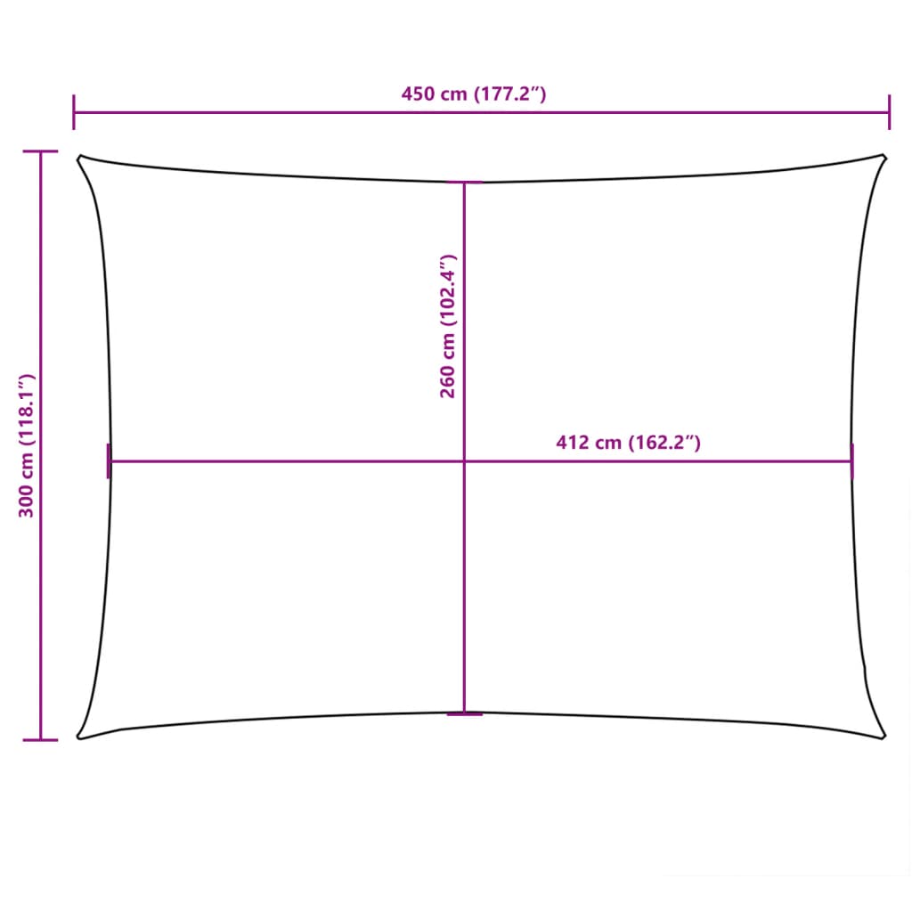 Solseil oxfordstoff rektangulær 3x4,5 m beige
