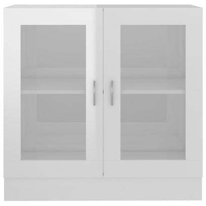 Vitrine høyglans hvit 82,5x30,5x80 cm konstruert tre