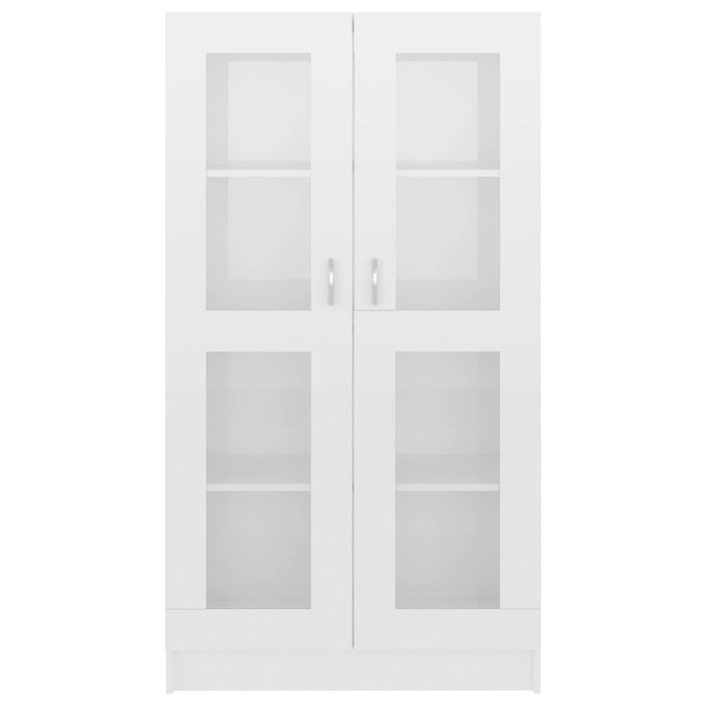 Vitrine høyglans hvit 82,5x30,5x150 cm konstruert tre