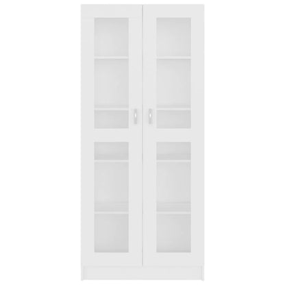Vitrine hvit 82,5x30,5x185,5 cm konstruert tre