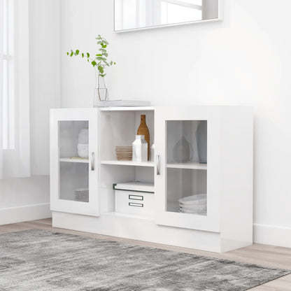 Vitrine høyglans hvit 120x30,5x70 cm konstruert tre