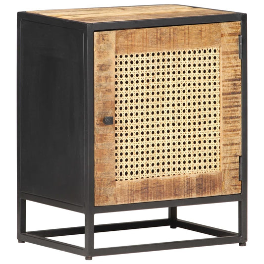 Nattbord 40x30x50 cm grovt heltre mango og naturlig stokk