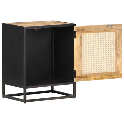 Nattbord 40x30x50 cm grovt heltre mango og naturlig stokk