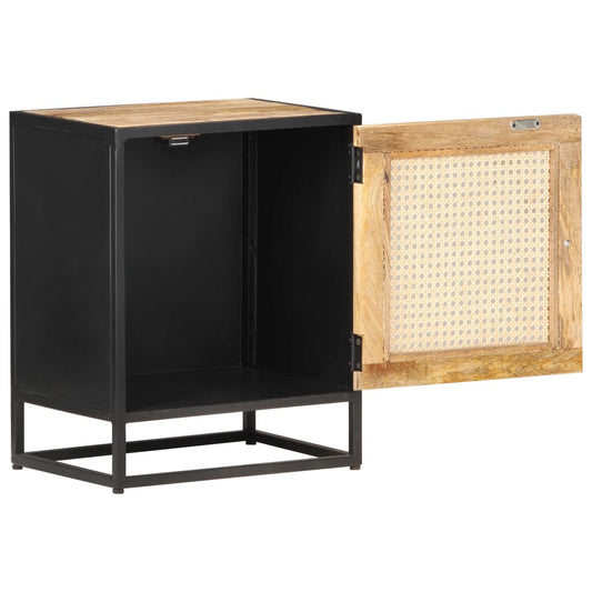 Nattbord 40x30x50 cm grovt heltre mango og naturlig stokk