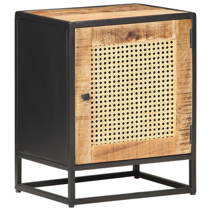 Nattbord 40x30x50 cm grovt heltre mango og naturlig stokk