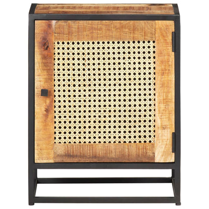 Nattbord 40x30x50 cm grovt heltre mango og naturlig stokk