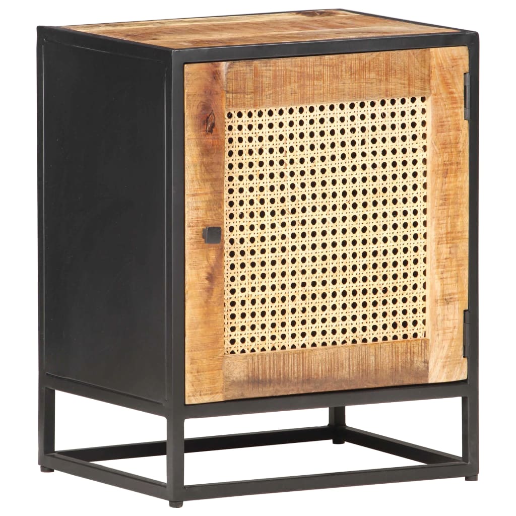 Nattbord 40x30x50 cm grovt heltre mango og naturlig stokk