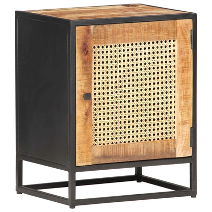 Nattbord 40x30x50 cm grovt heltre mango og naturlig stokk