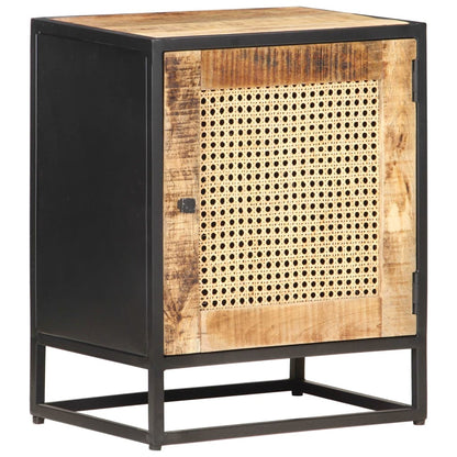 Nattbord 40x30x50 cm grovt heltre mango og naturlig stokk