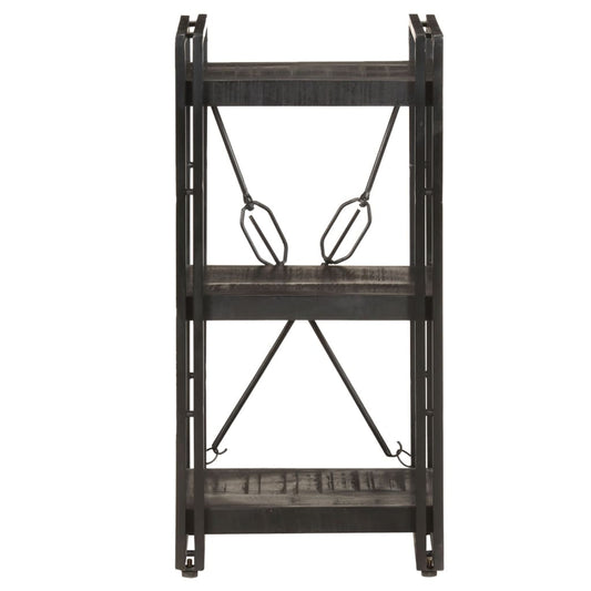 Bokhylle 3 etasjer svart 40x30x80 cm heltre mango