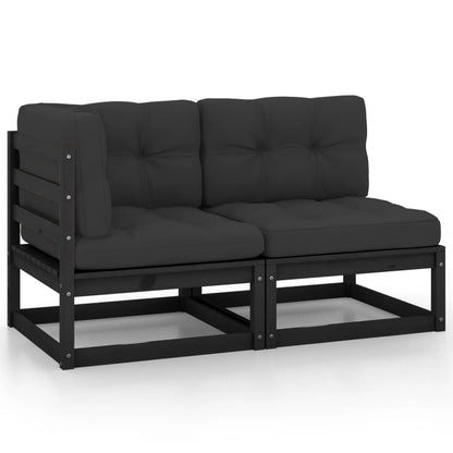Hagesofagruppe med puter 2 deler svart heltre furu