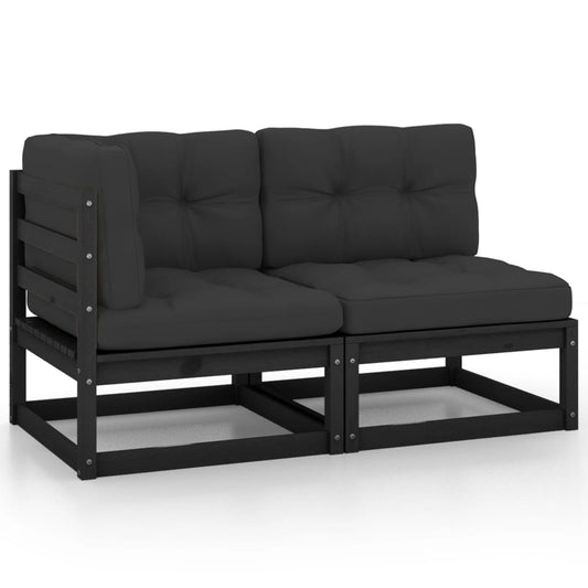 Hagesofagruppe med puter 2 deler svart heltre furu