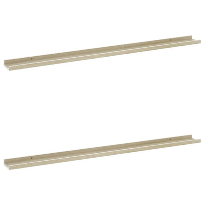 Vegghyller 2 stk hvit og sonoma eik 115x9x3 cm