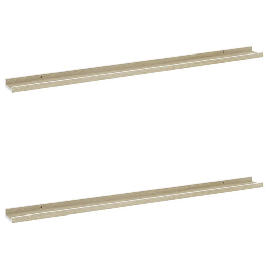 Vegghyller 2 stk hvit og sonoma eik 115x9x3 cm