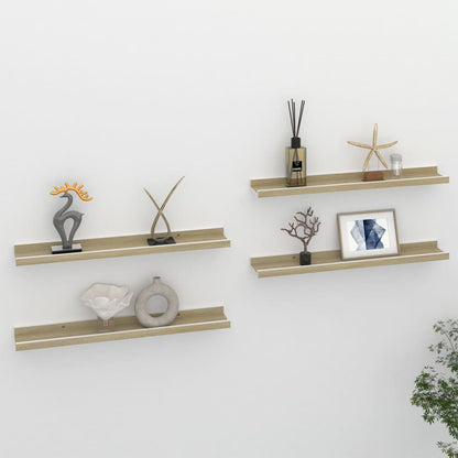 Vegghyller 4 stk hvit og sonoma eik 60x9x3 cm