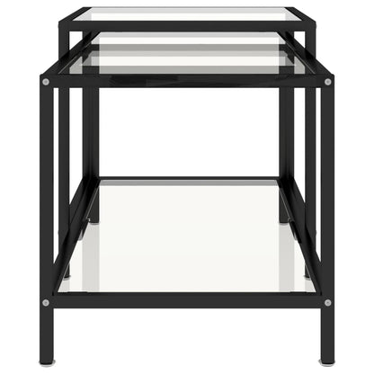 Tebord 2 stk herdet glass gjennomsiktig
