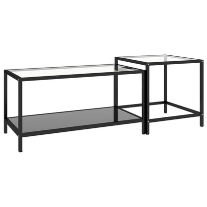 Tebord 2 stk herdet glass svart