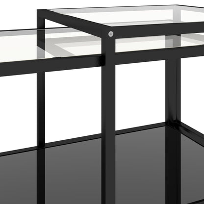 Tebord 2 stk herdet glass svart