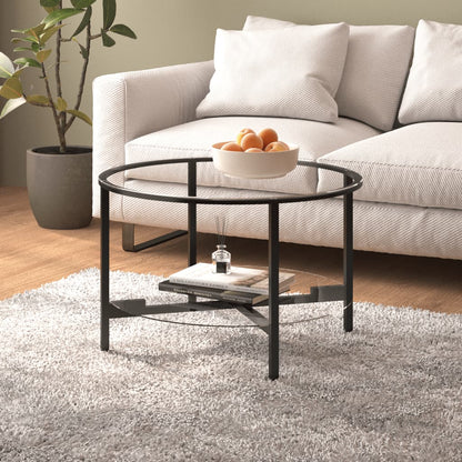 Tebord svart og gjennomsiktig 70 cm herdet glass