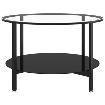 Tebord svart og gjennomsiktig 70 cm herdet glass