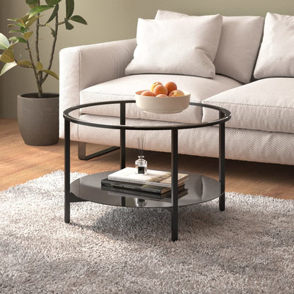 Tebord svart og gjennomsiktig 70 cm herdet glass