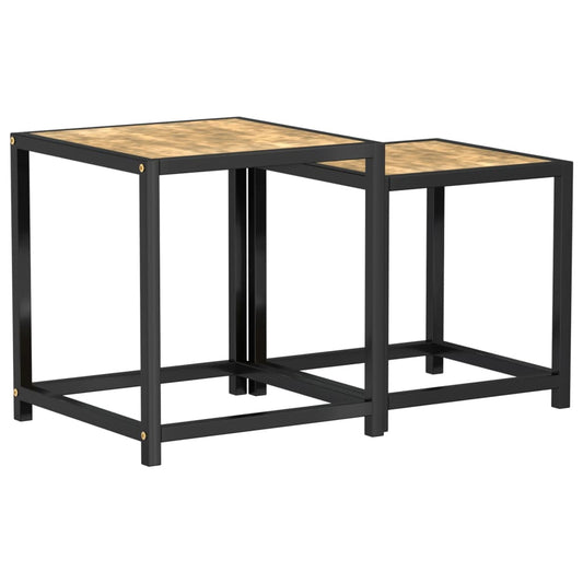 Tebord 2 stk MDF svart og gul