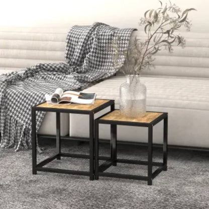Tebord 2 stk MDF svart og gul