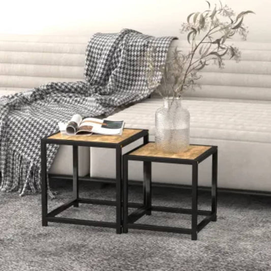 Tebord 2 stk MDF svart og gul