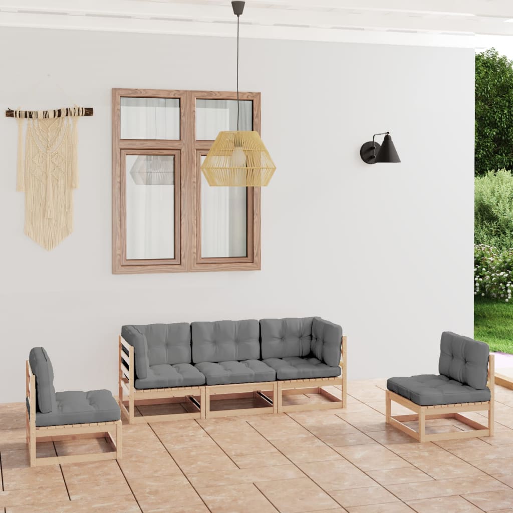 Hagesofagruppe med puter 5 deler heltre furu