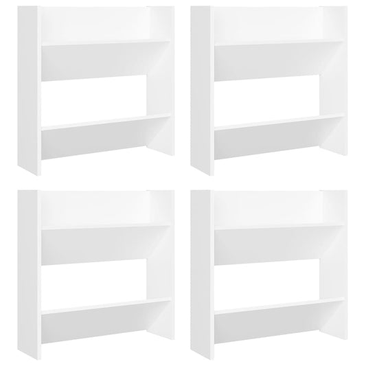 Veggskoskap 4 stk hvit 60x18x60 cm konstruert tre